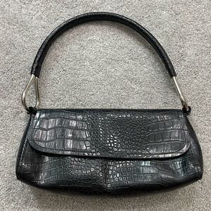 🚚 MOVING SALE BUENO Faux Leather black crocodile Textured structured Y2K